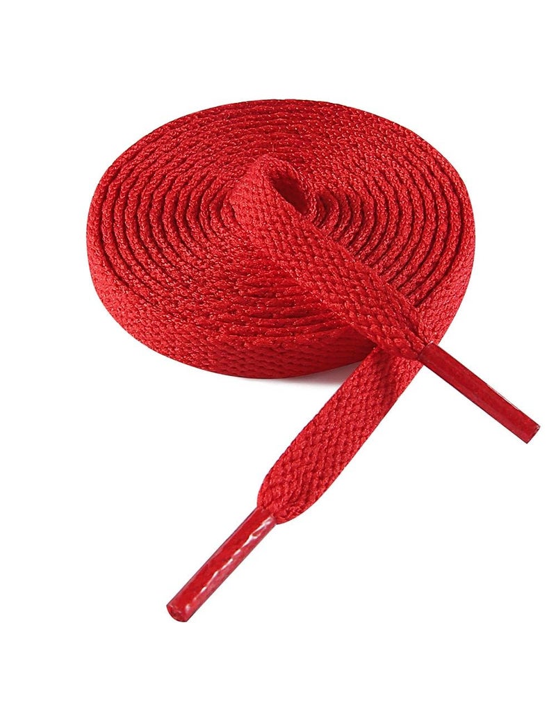 VSUDO 54" Flat Red Shoe Laces for Sneakers, Shoelaces for Sneakers, Replacements Shoe Strings for Women or Men (1 Pair-Red-137CM) - Image 1